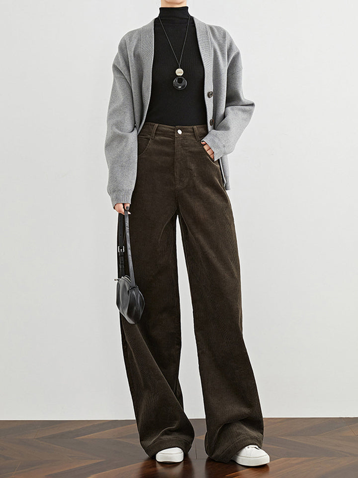 High-Waist Cordhose mit Drapierung