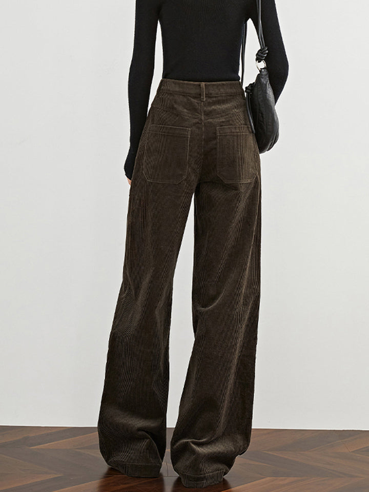 High-Waist Cordhose mit Drapierung