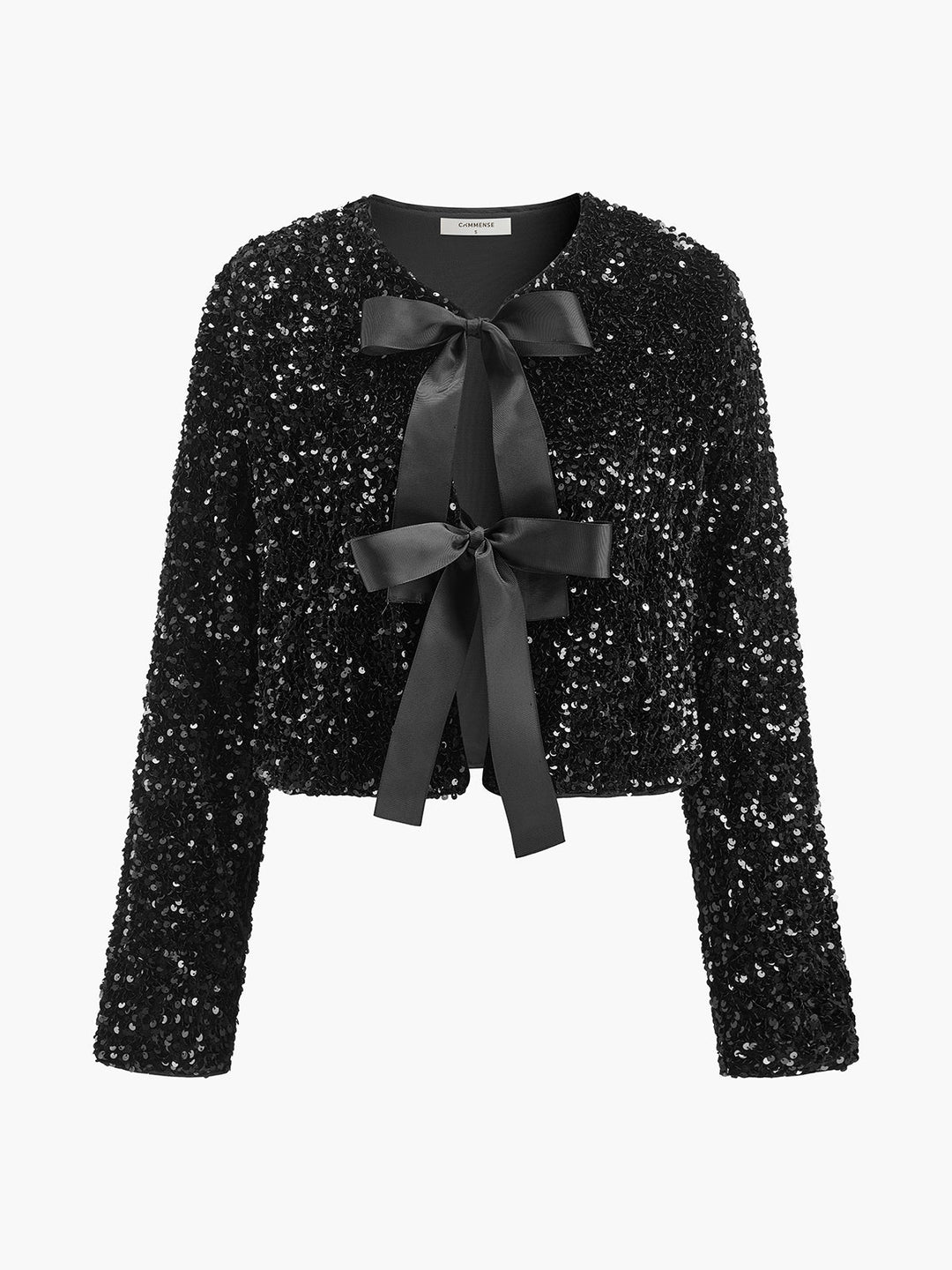 Sequins Samt Schleife Blazer