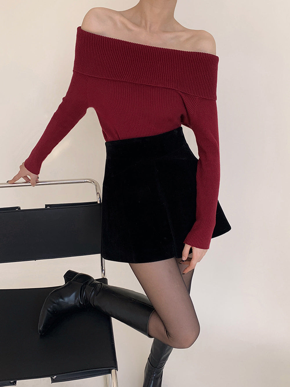 Samt Shorts mit weitem Bein