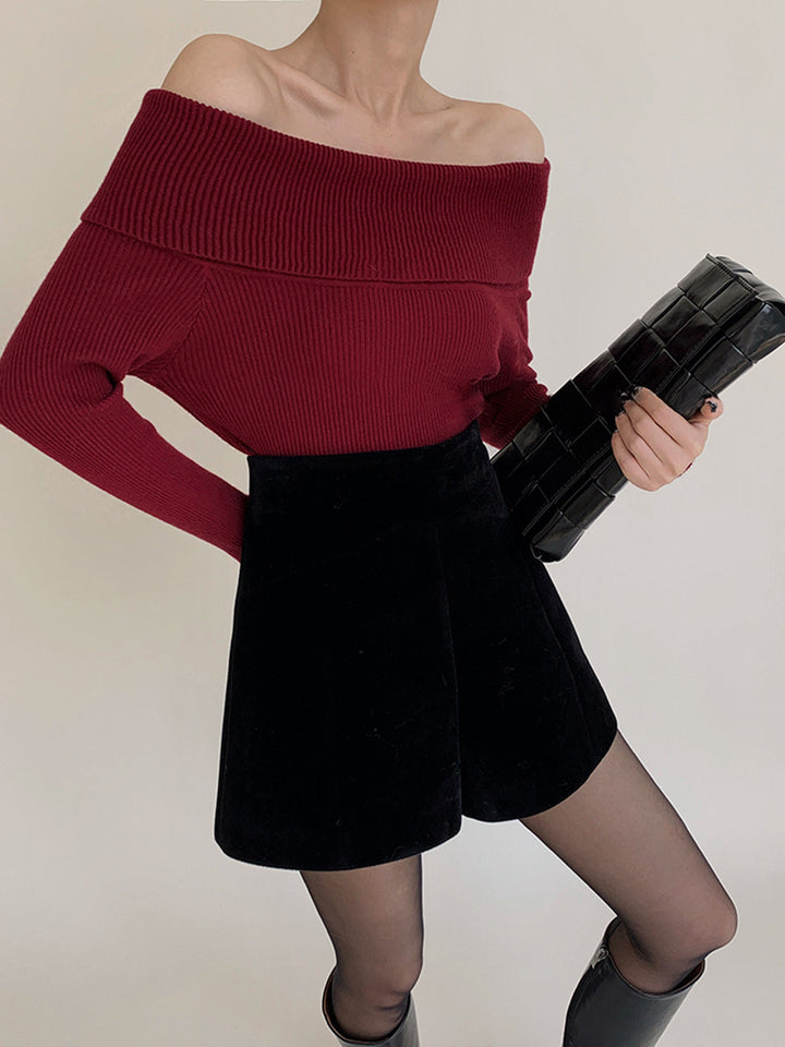 Samt Shorts mit weitem Bein
