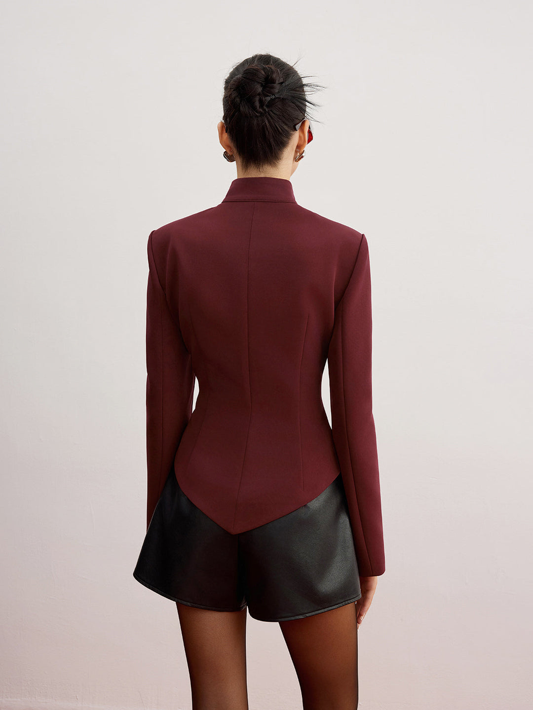 Cutout Slim Blazer Mit Schulterpolstern