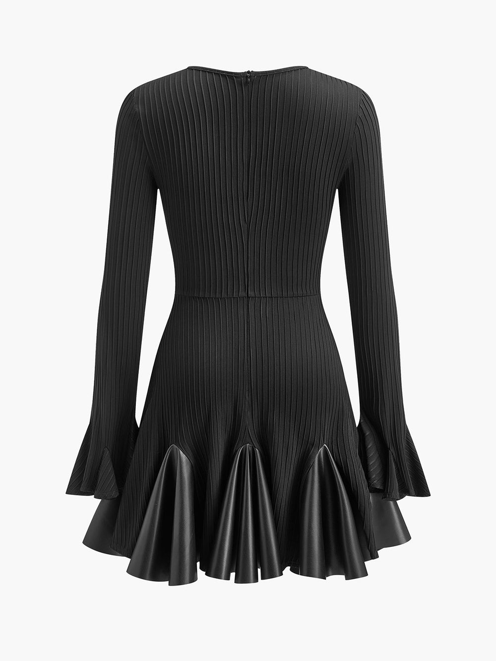 Falten Kunstleder Panel Kleid