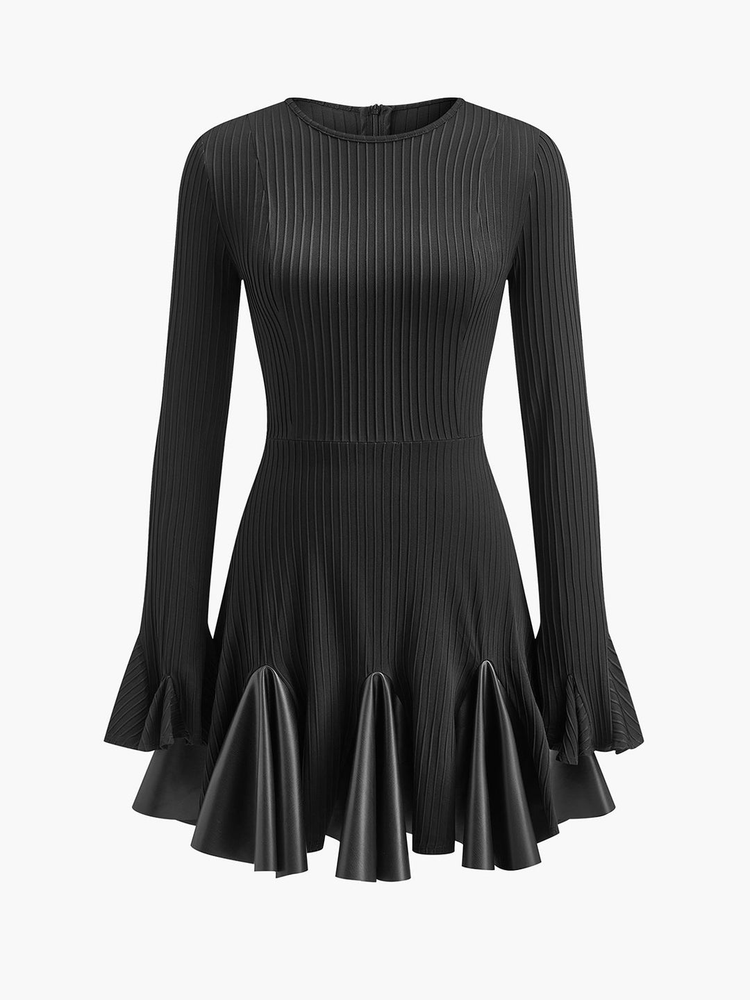 Falten Kunstleder Panel Kleid