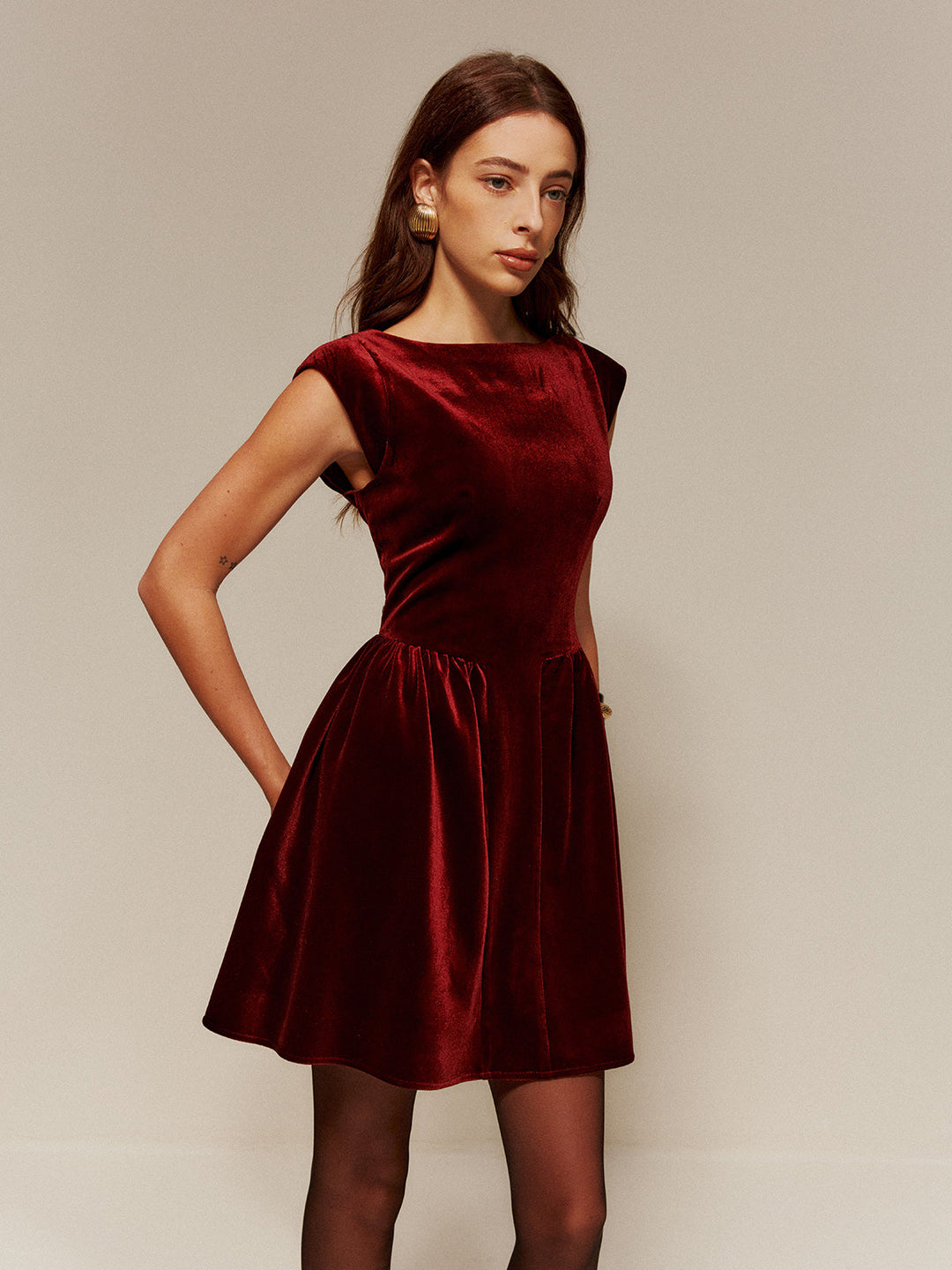 Samtiger Falten-Tank-Kurzkleid