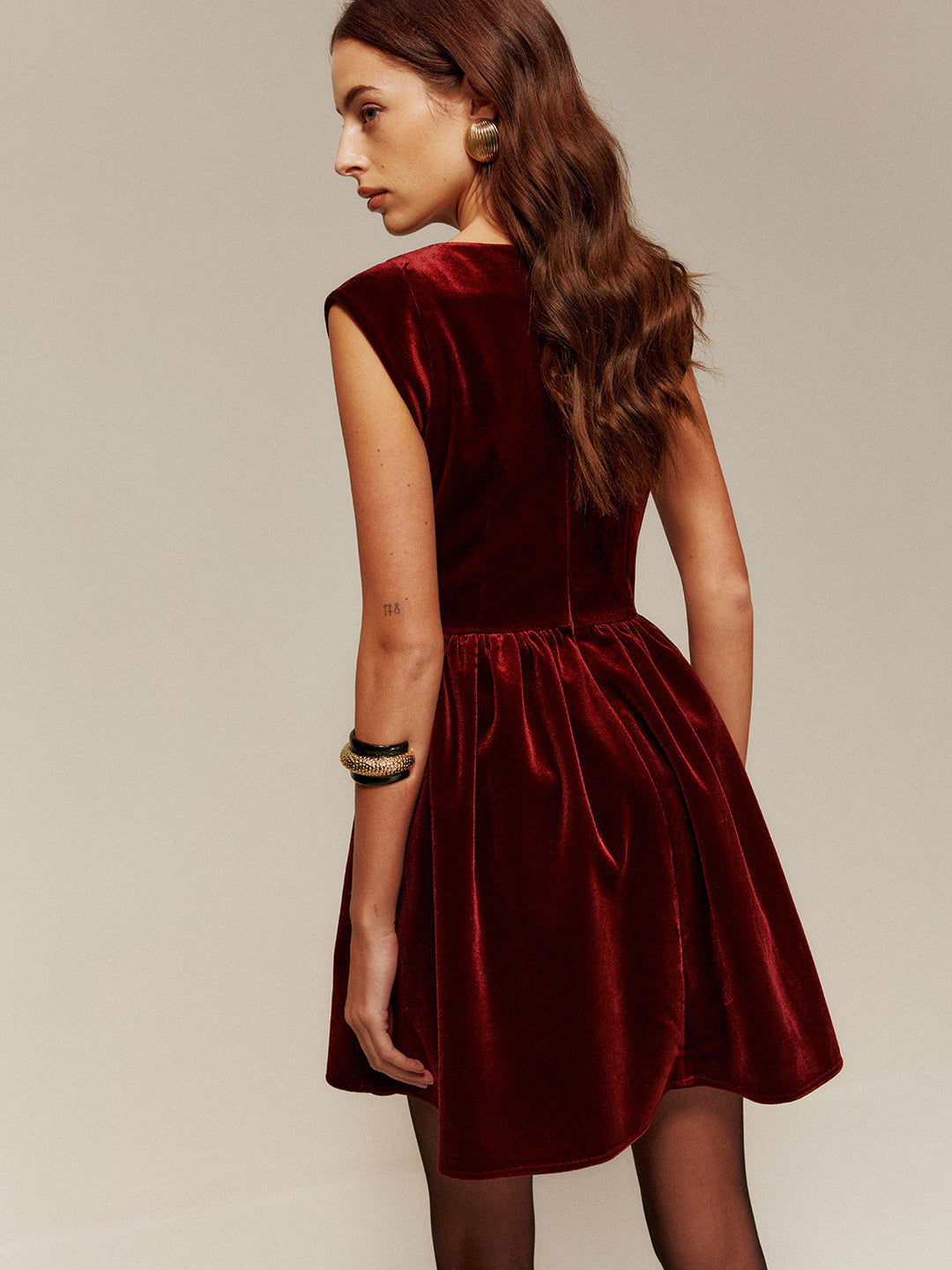Samtiger Falten-Tank-Kurzkleid