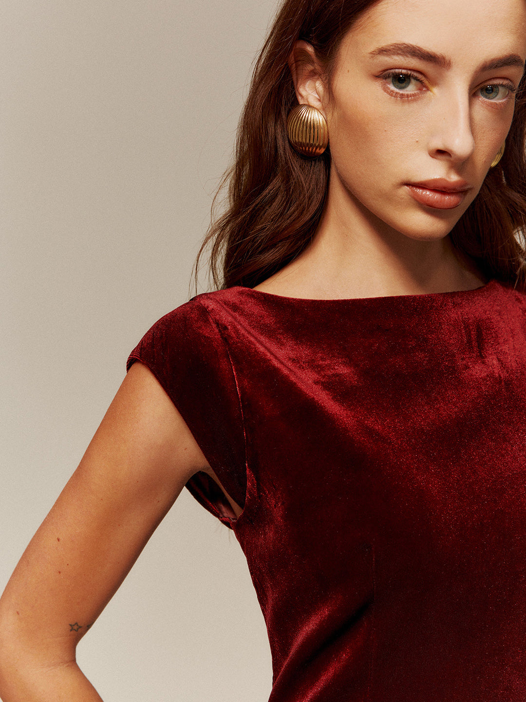 Samtiger Falten-Tank-Kurzkleid