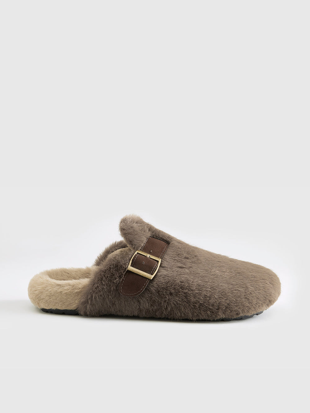Gefütterte Muleslipper mit Gürtelschnallen-Design