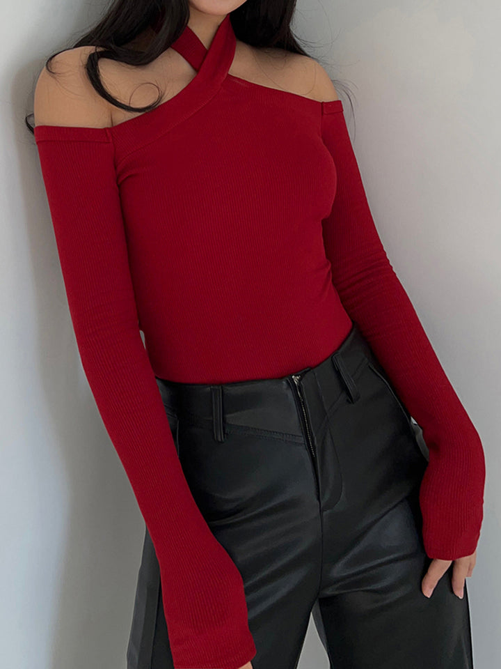 Criss Cross Cold-Shoulder Rippentop