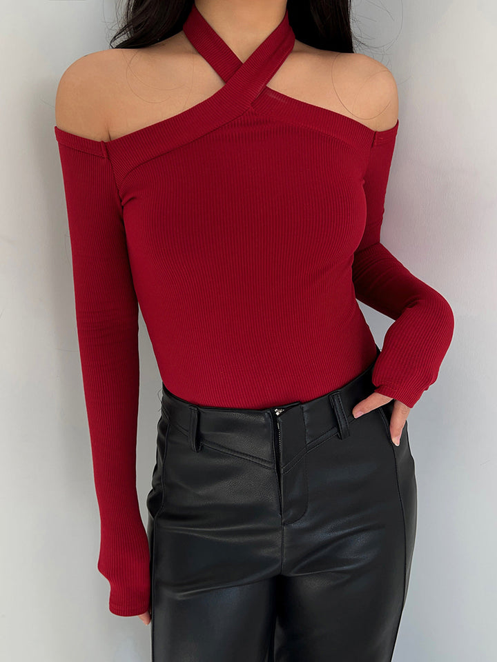 Criss Cross Cold-Shoulder Rippentop