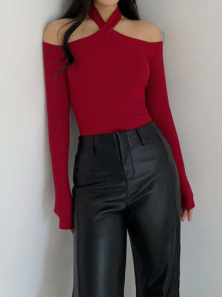Criss Cross Cold-Shoulder Rippentop