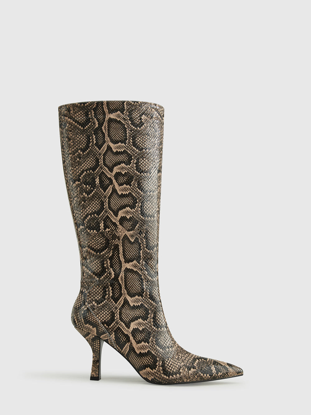 Stiefel mit Schlangenprint bis zum Knie