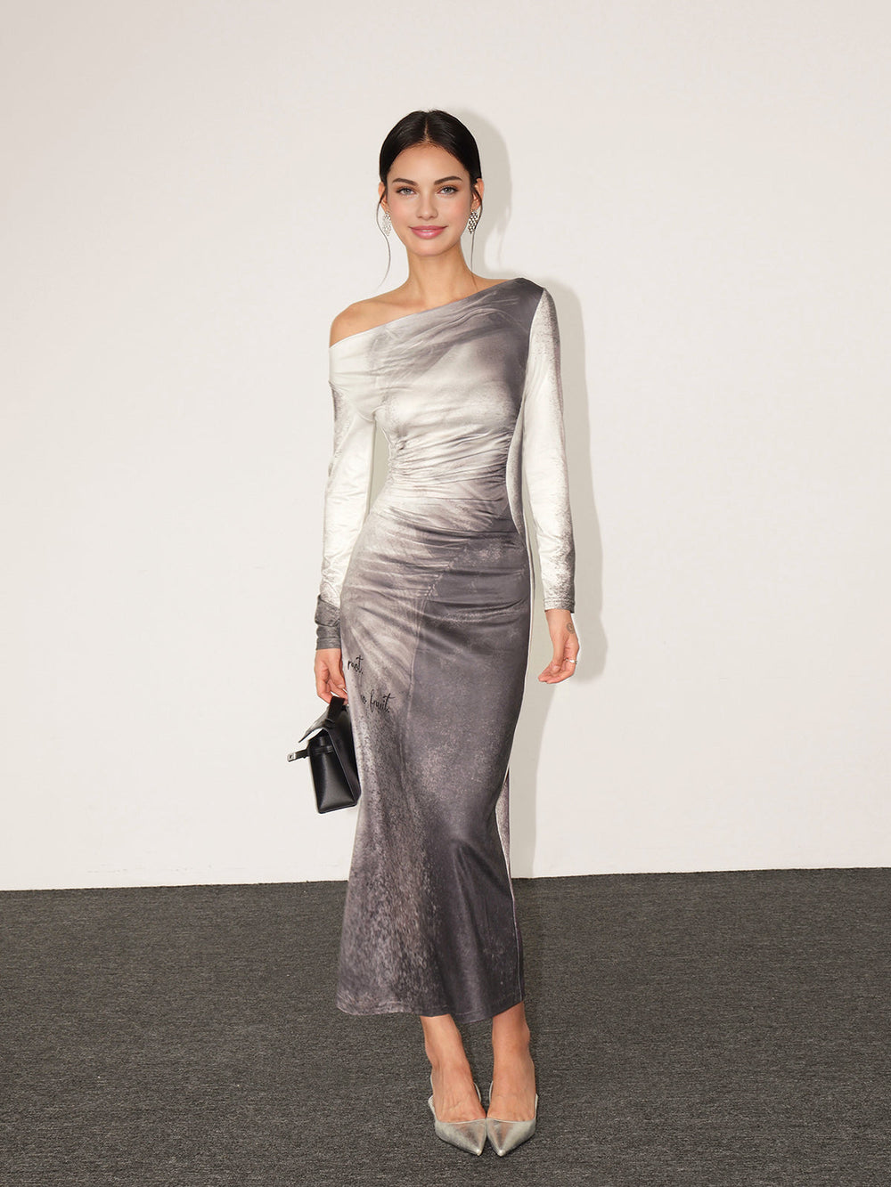 Gerader Hals Farbverlauf Slim Kleid