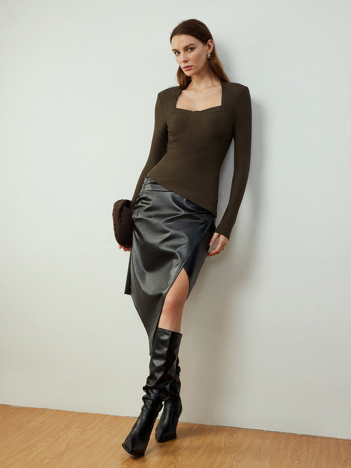 Asymmetrisches Skinny T-Shirt