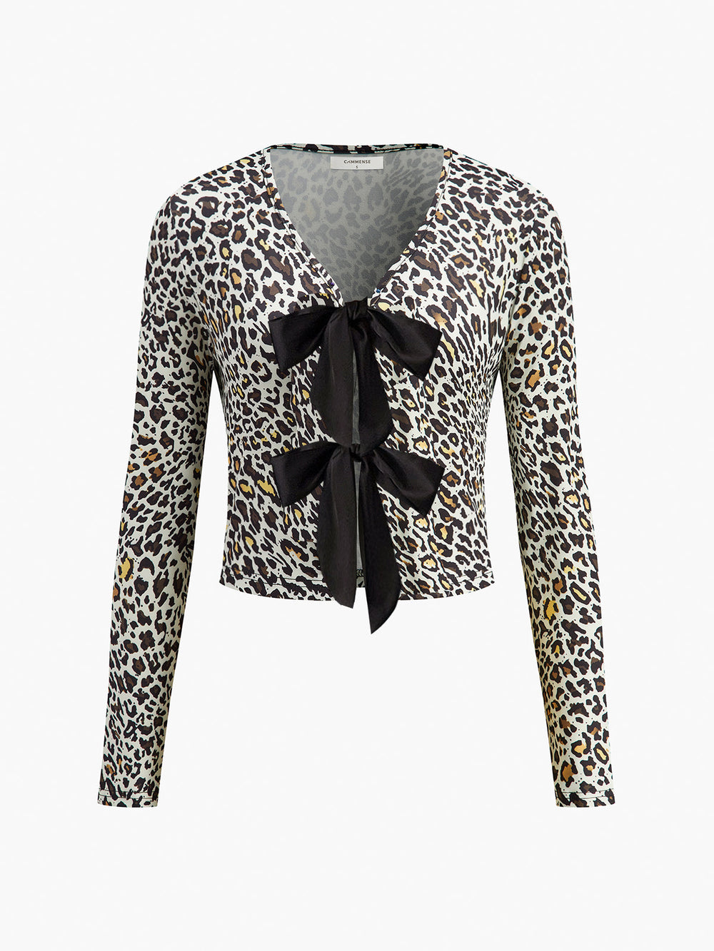 Schleifenfront Leoparden-Jersey-Bluse