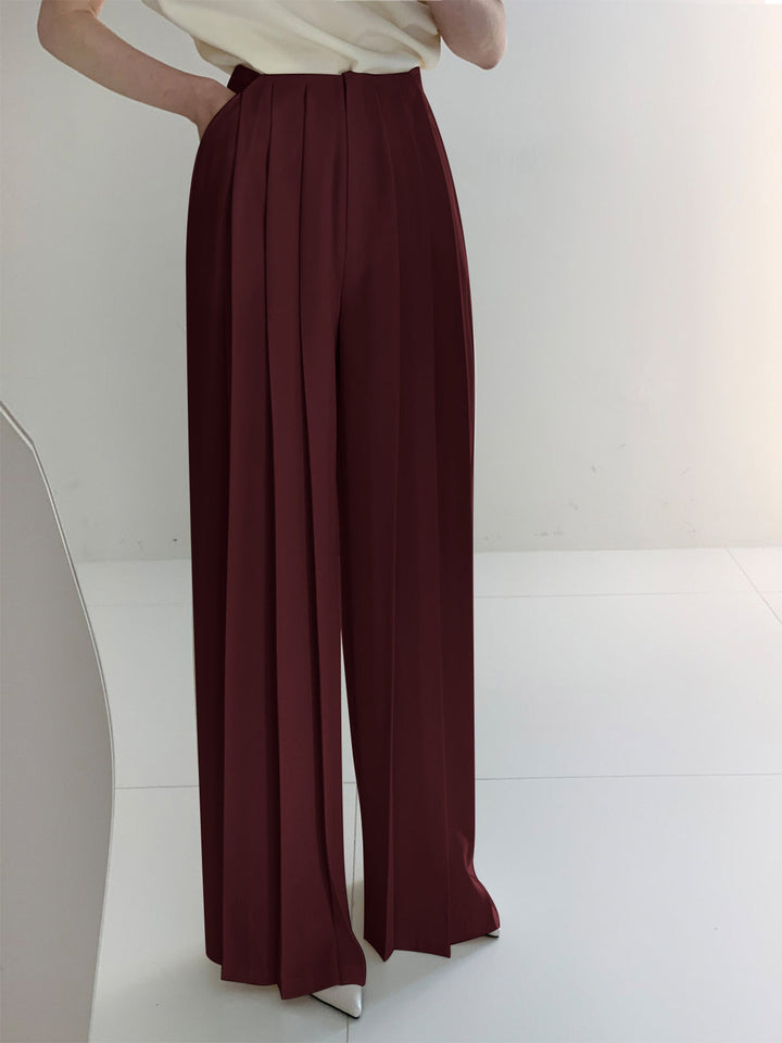 Plissierte High-Waist-Hose mit weitem Bein