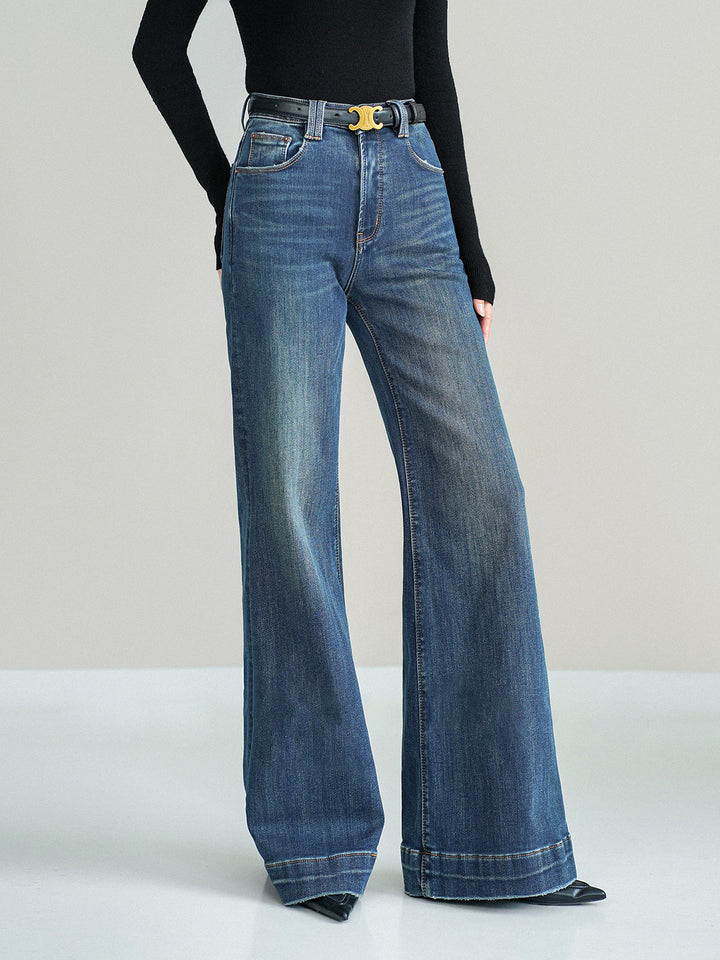 Mittelhohe Bootcut-Jeans ohne Gürtel