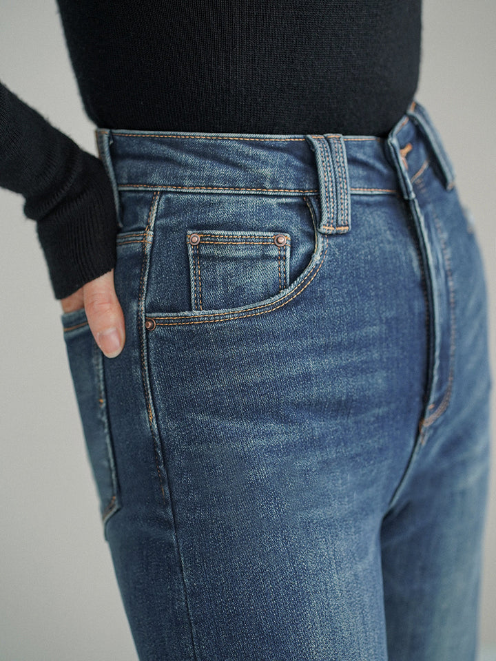 Mittelhohe Bootcut-Jeans ohne Gürtel