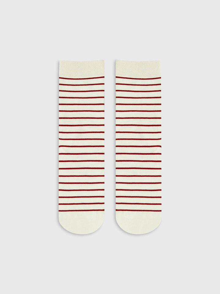 Kontrastgestreifte Stapelsocken