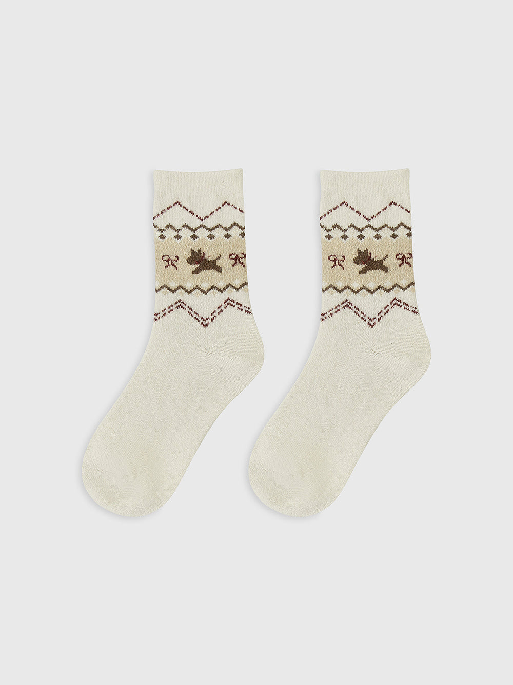 1 Paar Wollmischungs-Socken mit Welpenmuster