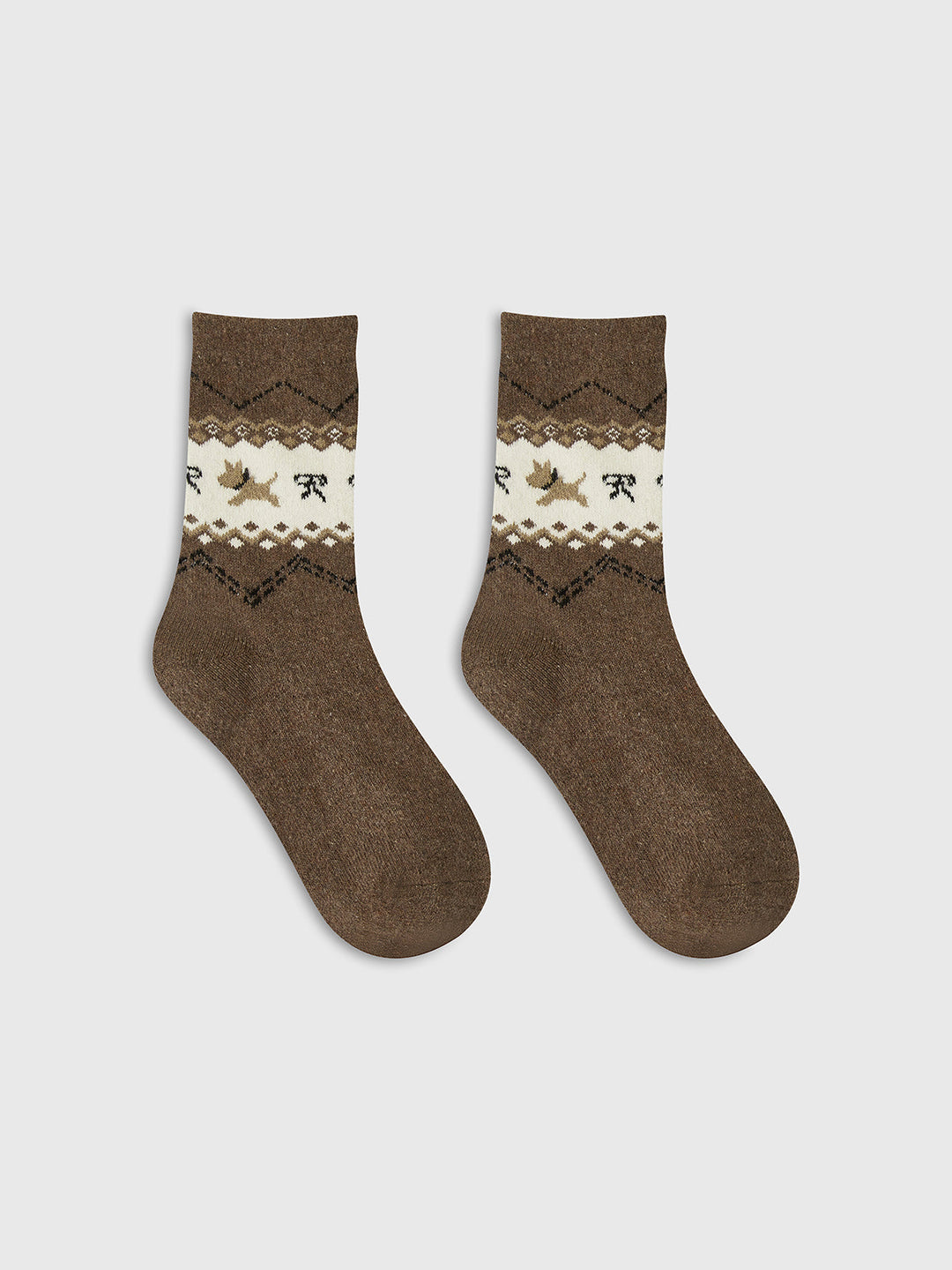 1 Paar Wollmischungs-Socken mit Welpenmuster
