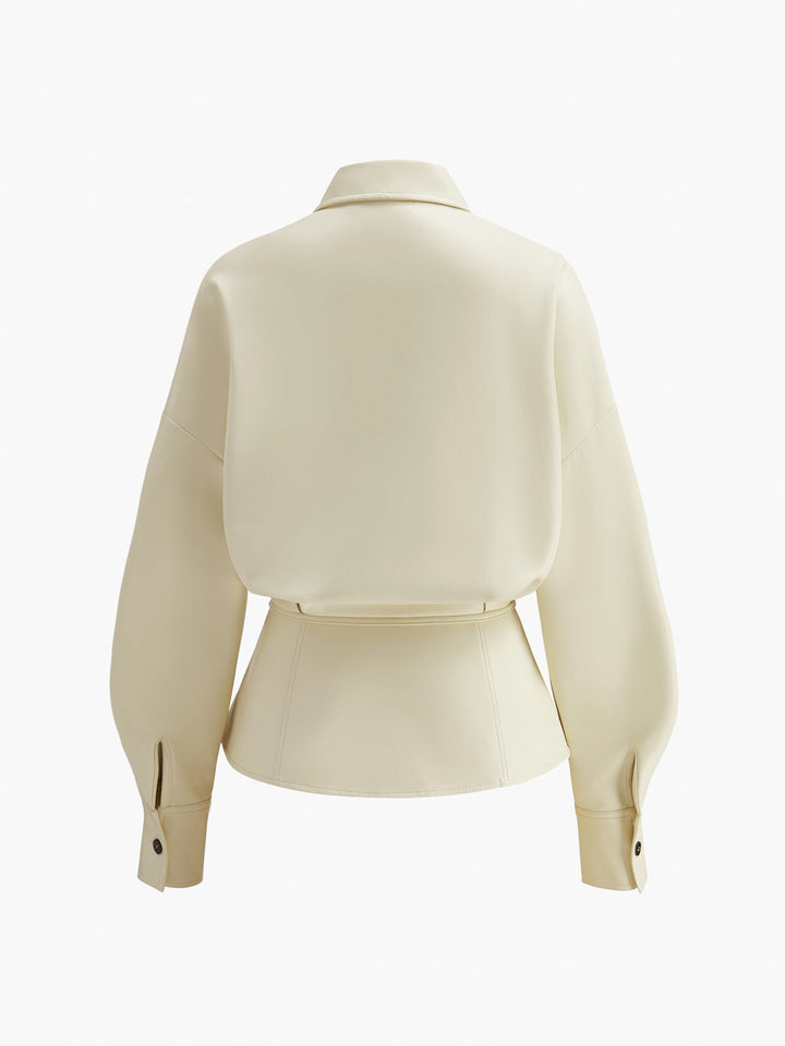 Faux Leder Knopf Poloshirt Ohne Gürtel
