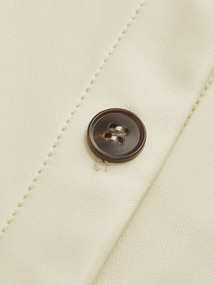 Faux Leder Knopf Poloshirt Ohne Gürtel