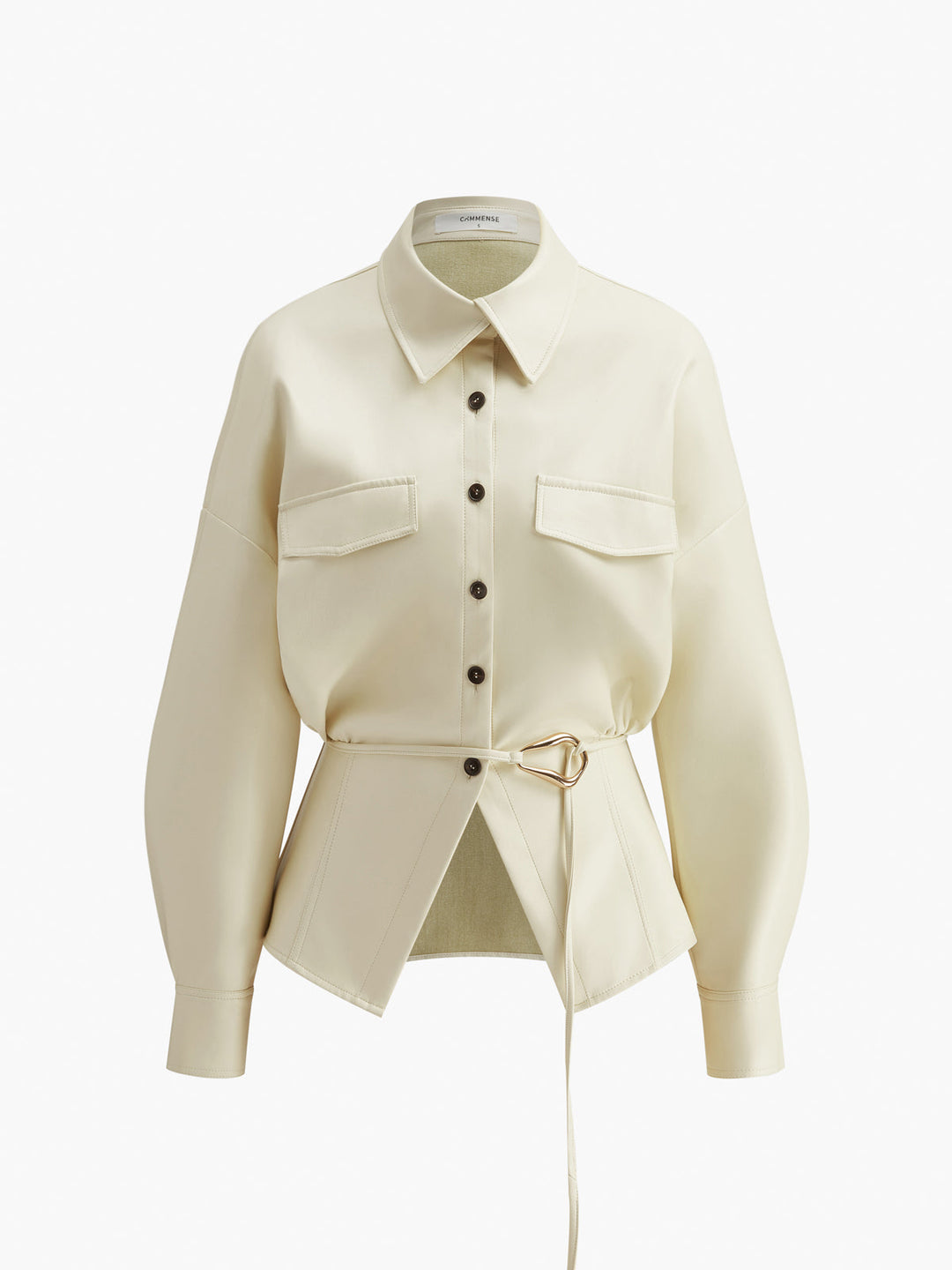 Faux Leder Knopf Poloshirt Ohne Gürtel