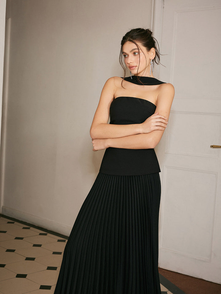 Choker Design Kleid mit Faltenbesatz