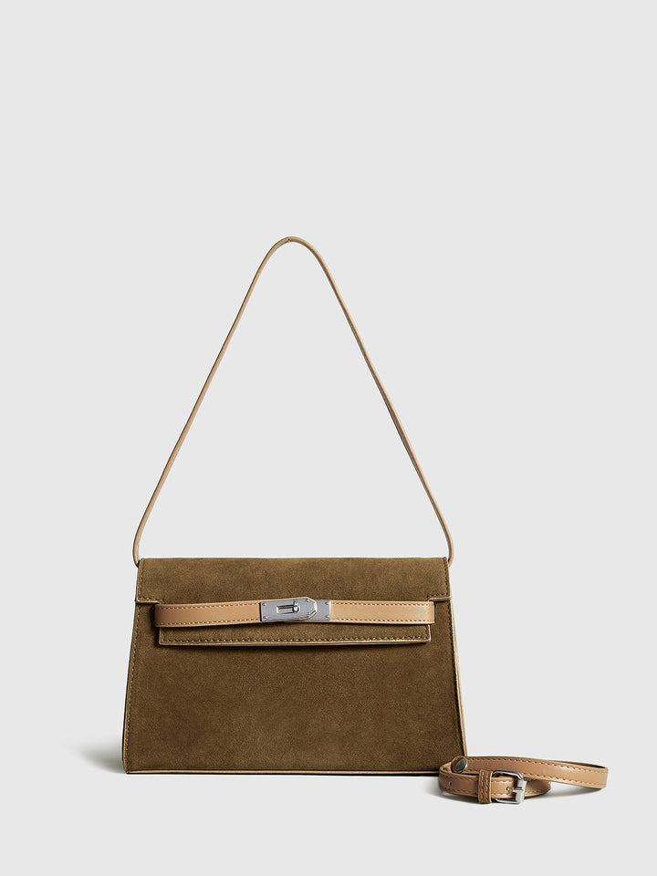 Gürtel-Dekor Klapp-Schultertasche
