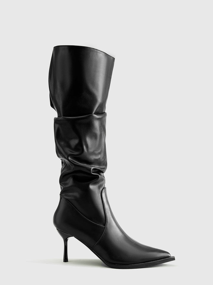 Hohe Plateau-Stiefel mit Raffungen