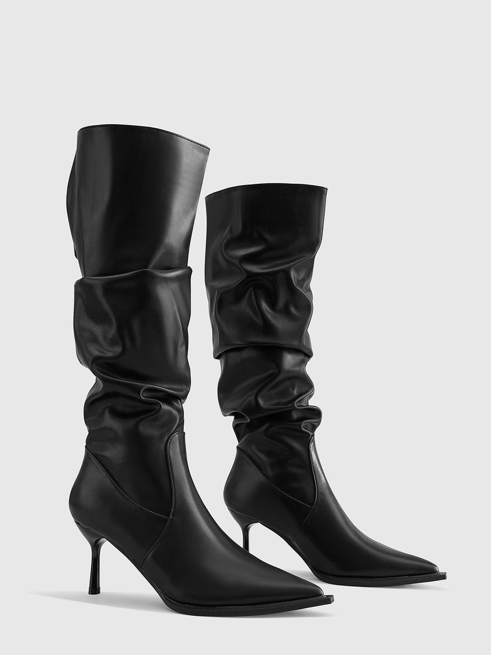 Hohe Plateau-Stiefel mit Raffungen