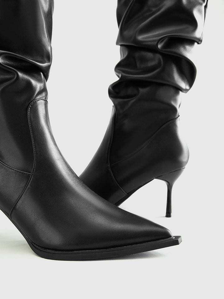 Hohe Plateau-Stiefel mit Raffungen