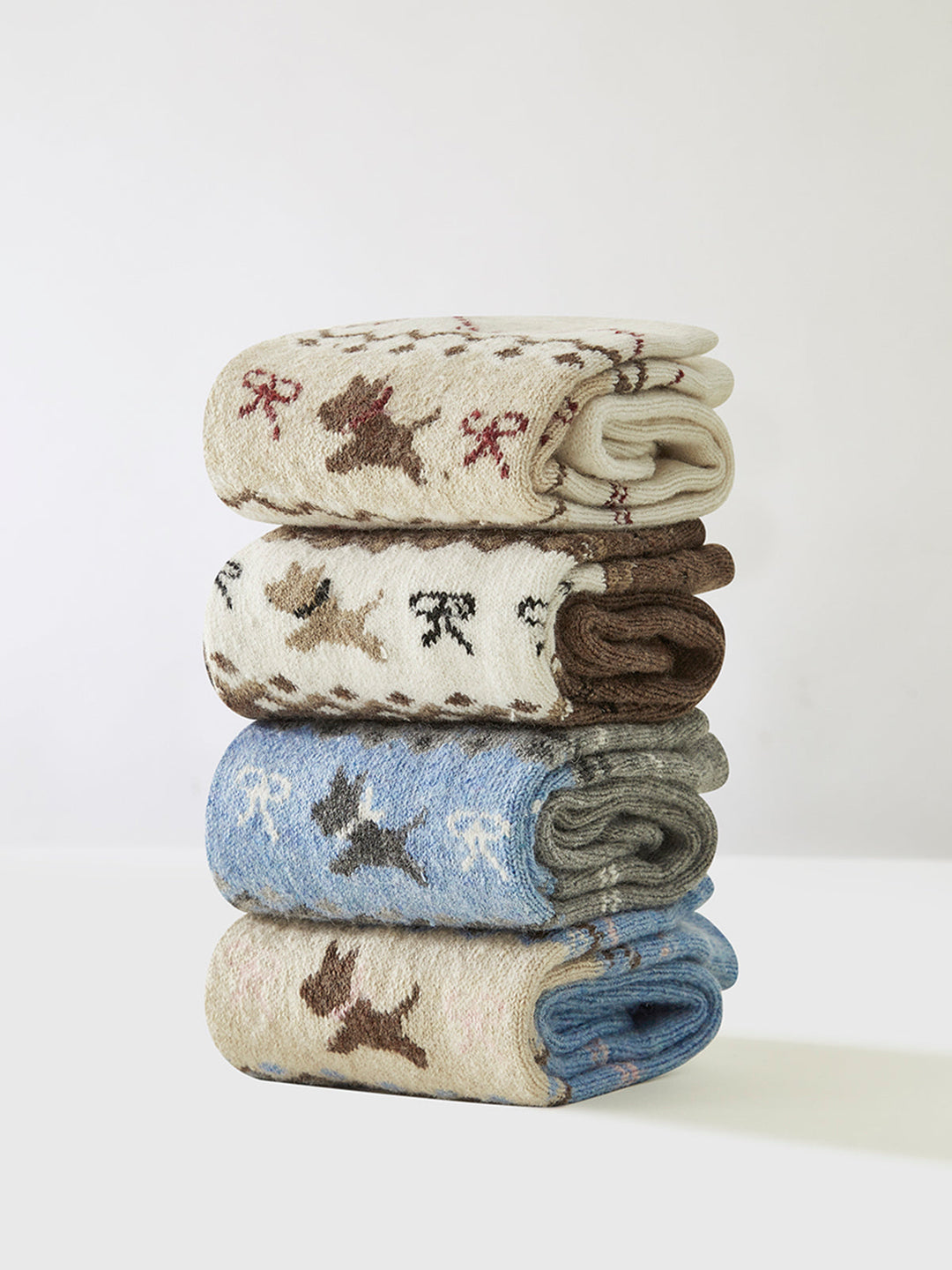 1 Paar Wollmischungs-Socken mit Welpenmuster