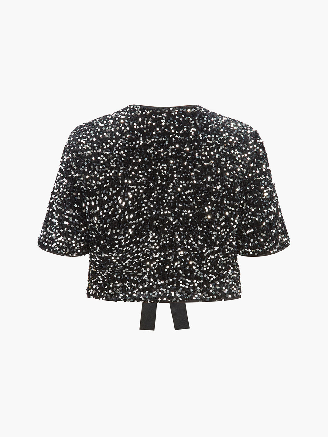 V-Ausschnitt Pailletten Schleife Bluse