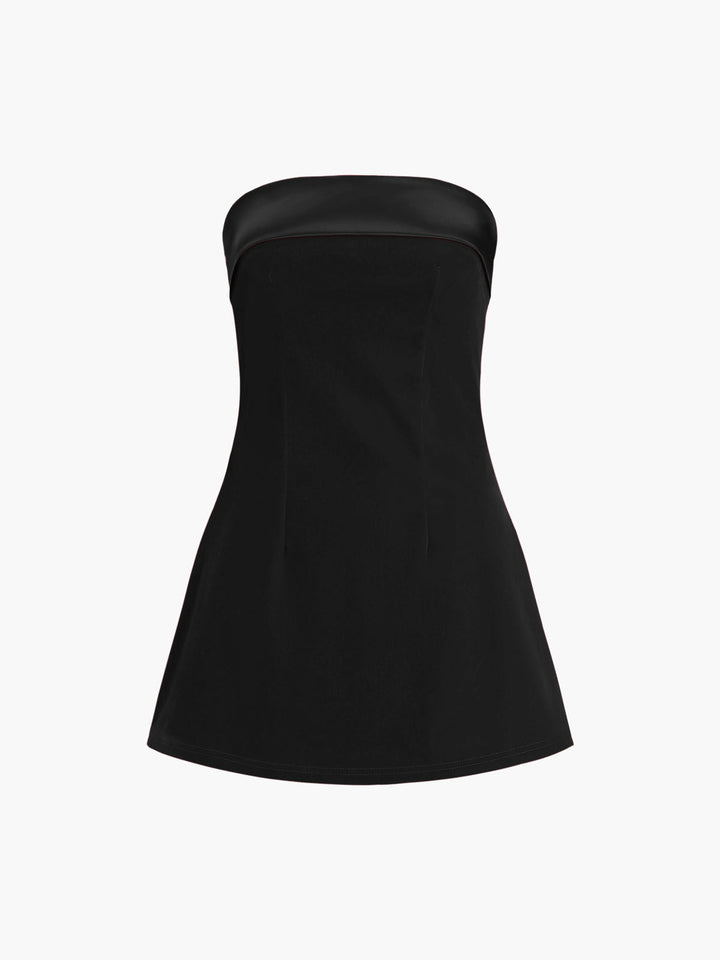 Satin-Samt-Kleid Trägerlos Kurz