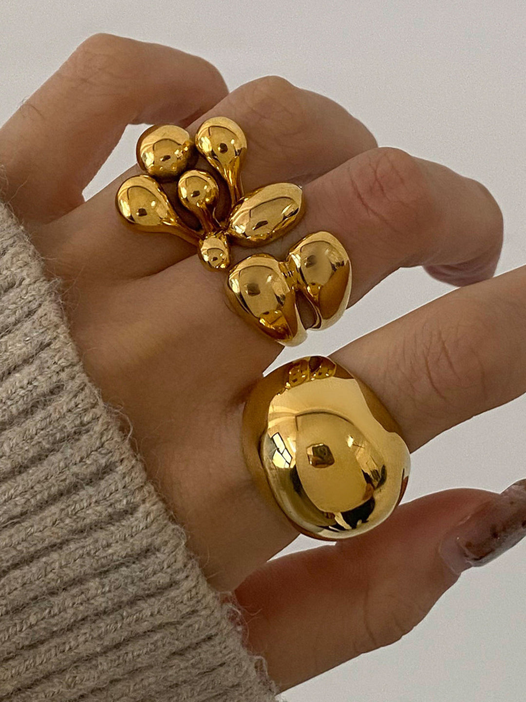 1 Stück asymmetrischer klobiger offener Ring