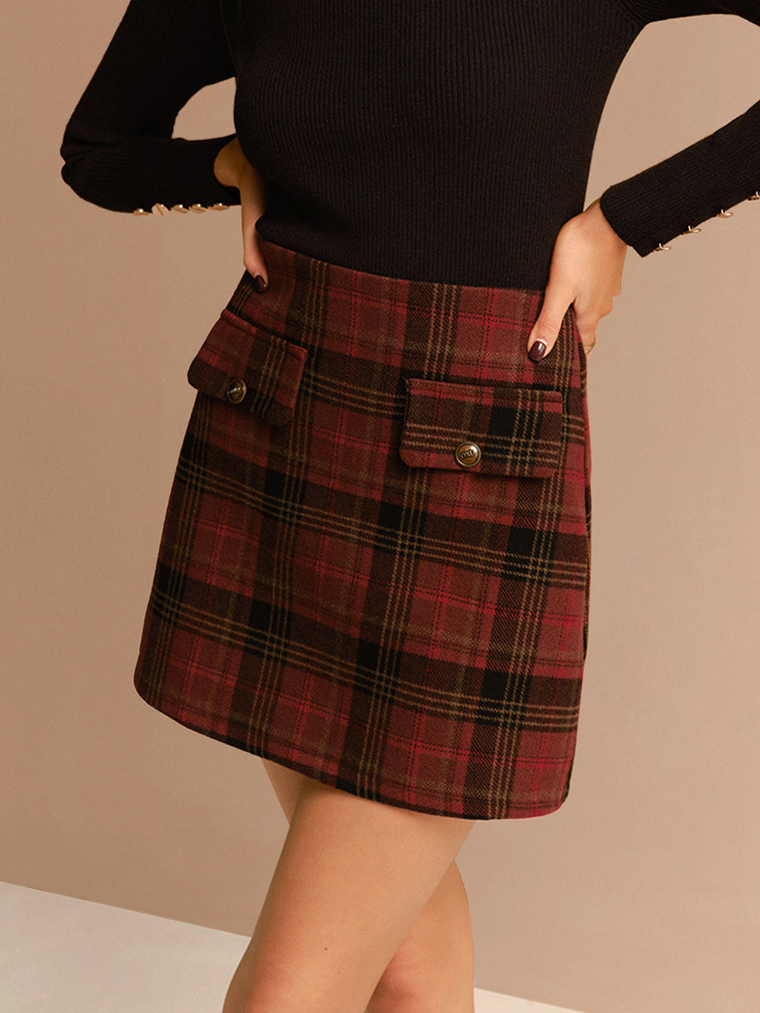 Tweed karierter Minirock