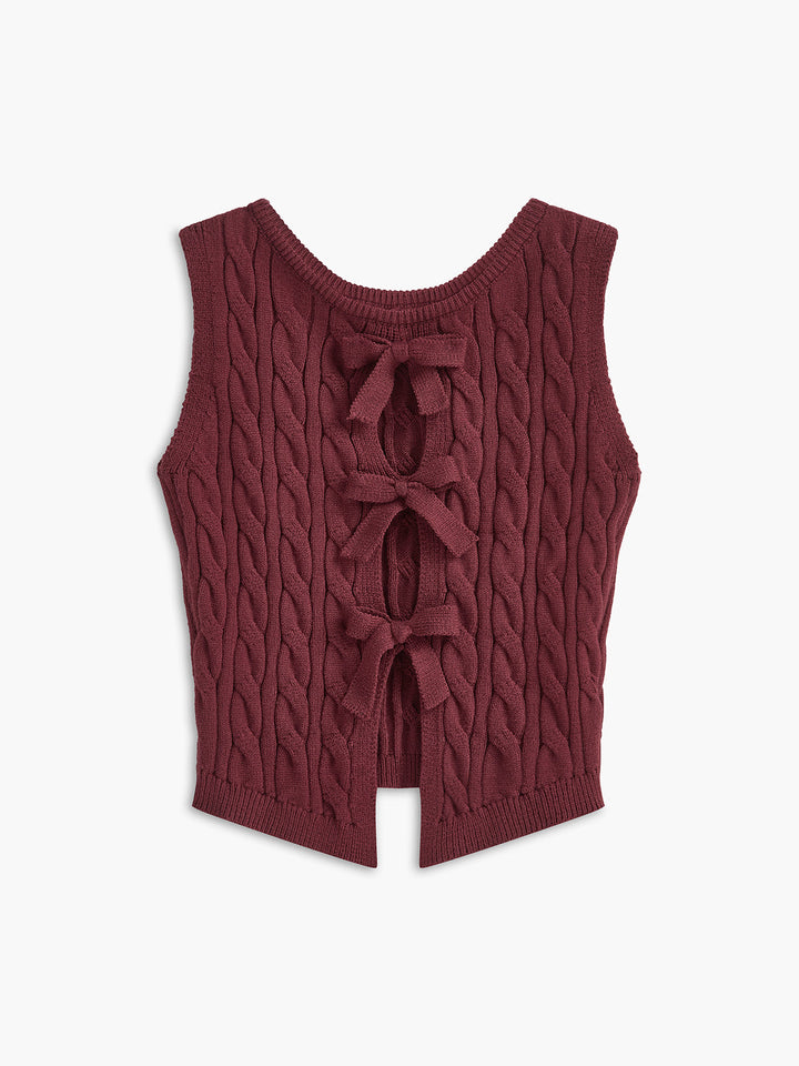Pullover-Weste mit Schleifenausschnitt