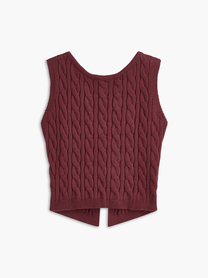 Pullover-Weste mit Schleifenausschnitt