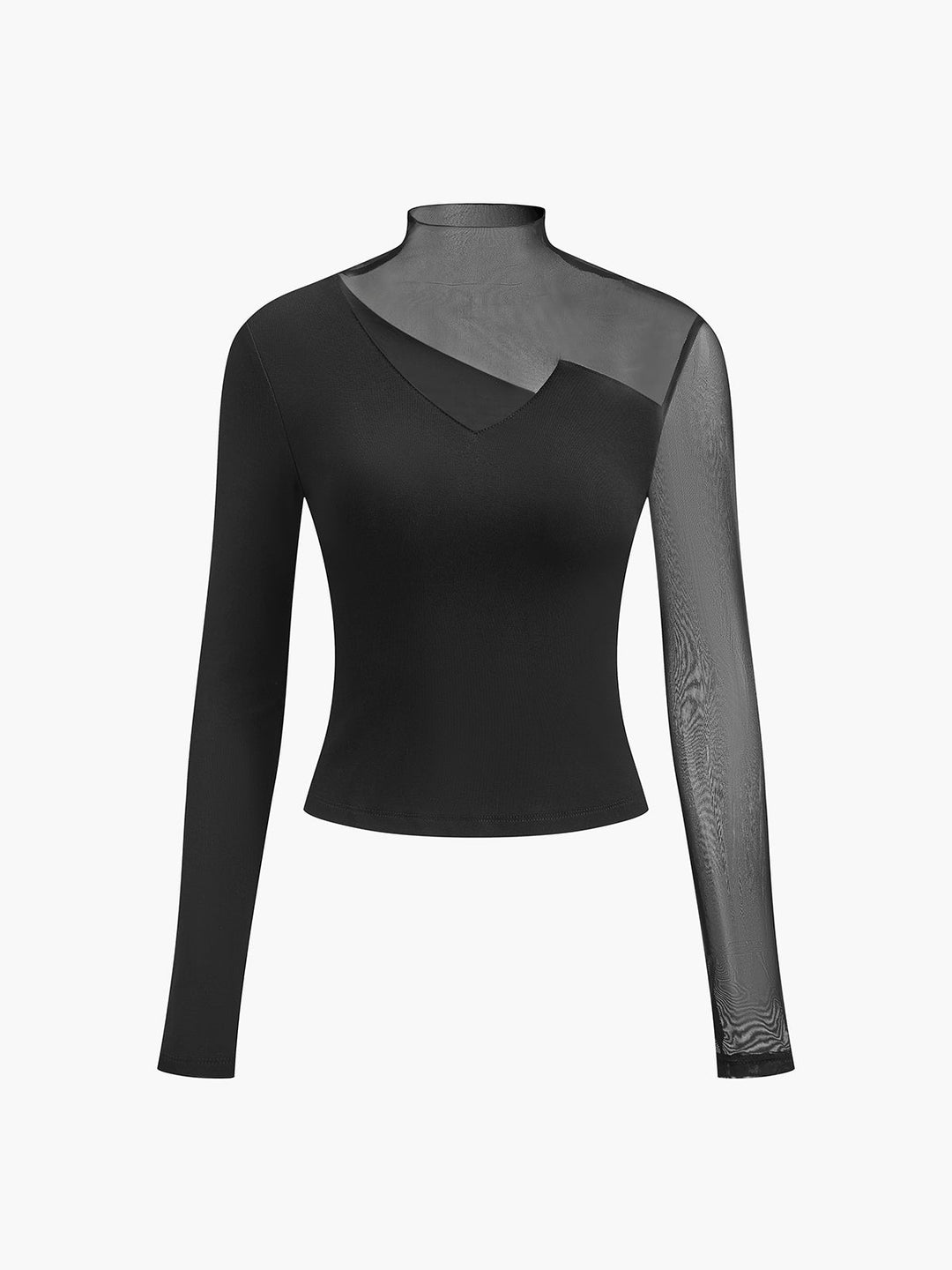 Asymmetrisches Sheer Mesh Panel T-Shirt