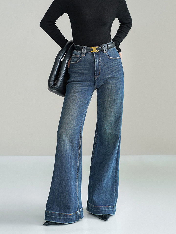 Mittelhohe Bootcut-Jeans ohne Gürtel