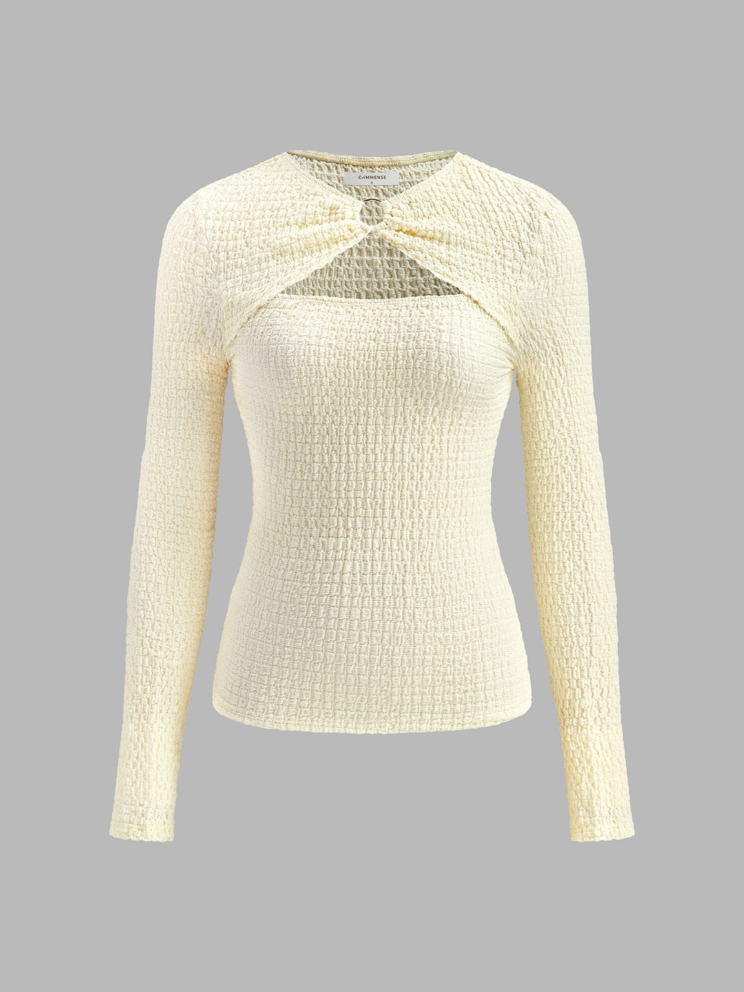 Plissee-T-Shirt mit Metallo-Ring-Ausschnitt