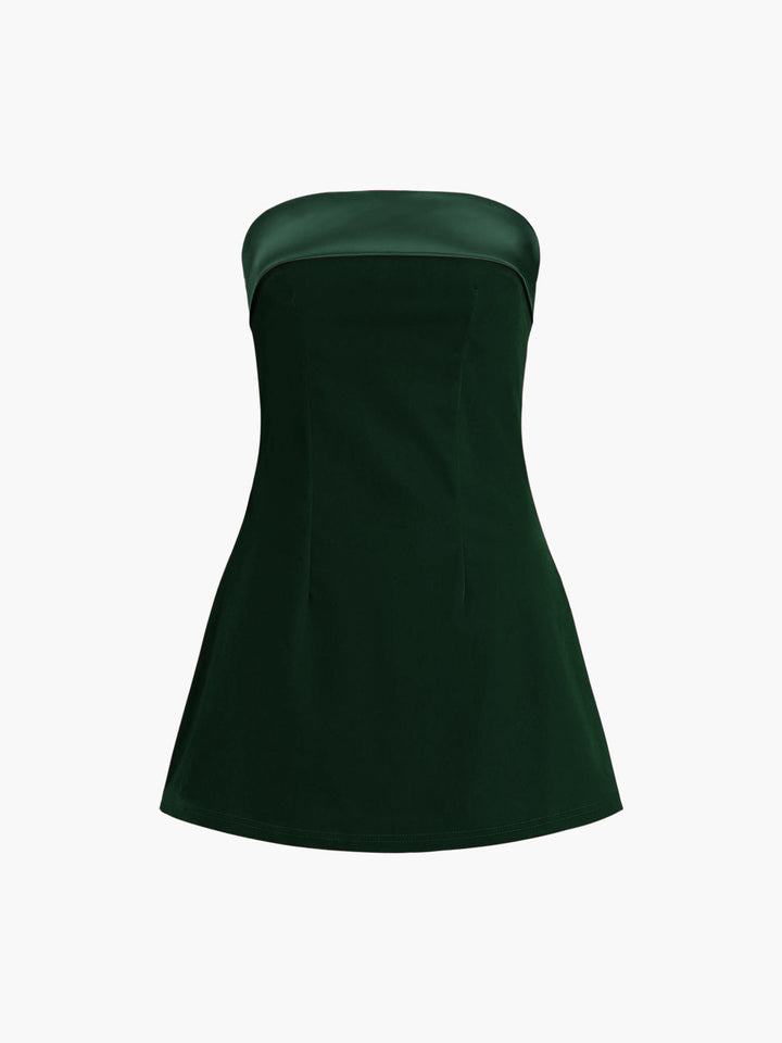 Satin-Samt-Kleid Trägerlos Kurz