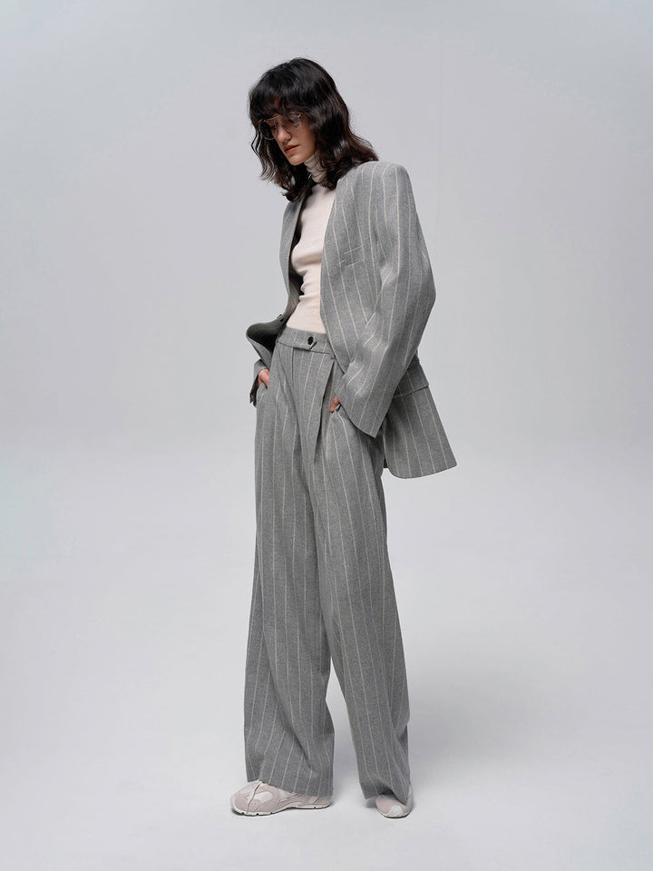 Wool-Blend Nadelstreifen Tweed Hose