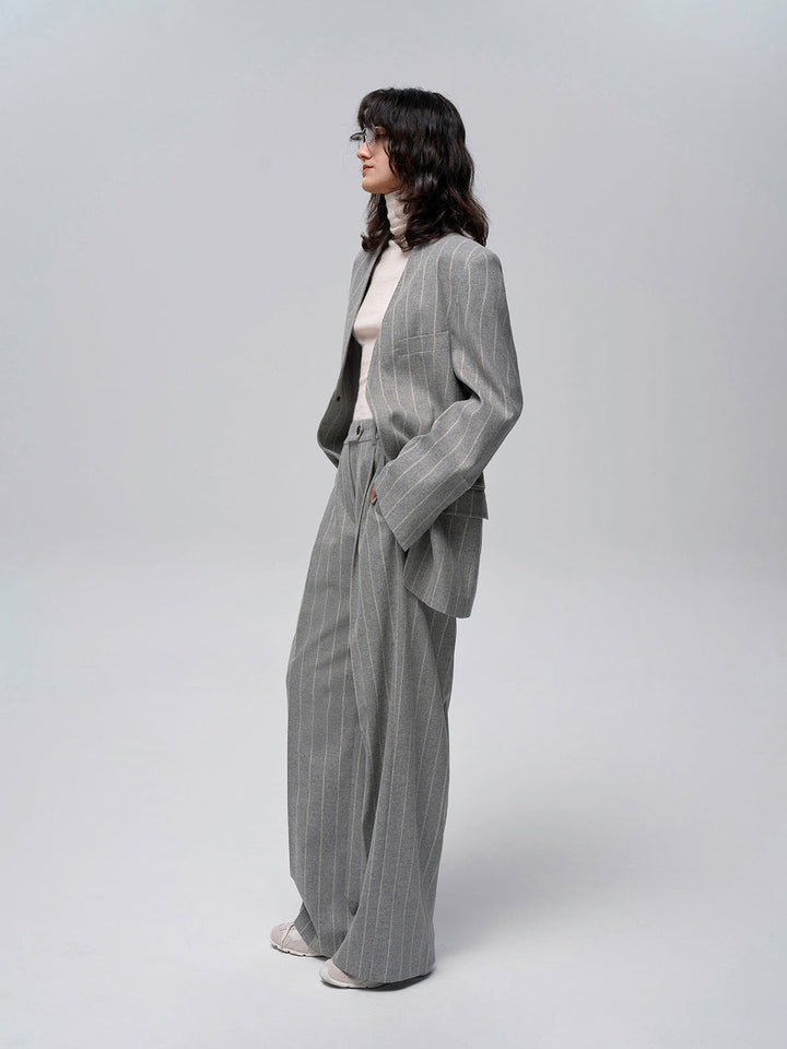 Wool-Blend Nadelstreifen Tweed Hose