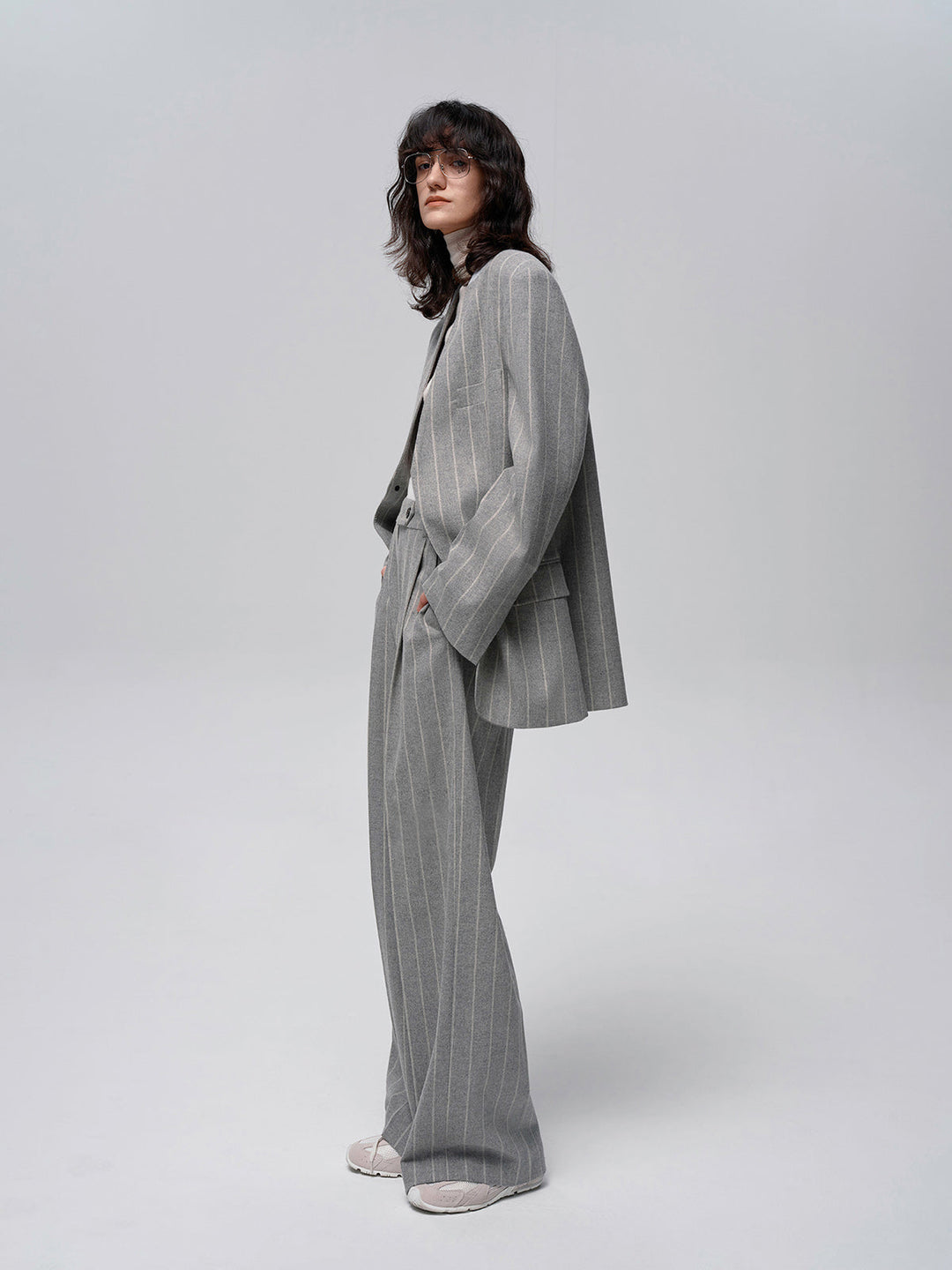Wool-Blend Nadelstreifen Tweed Hose