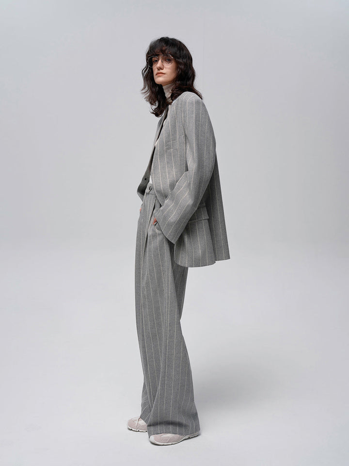 Wool-Blend Nadelstreifen Tweed Hose