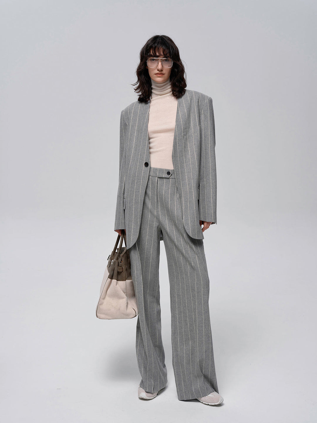 Wool-Blend Nadelstreifen Tweed Hose