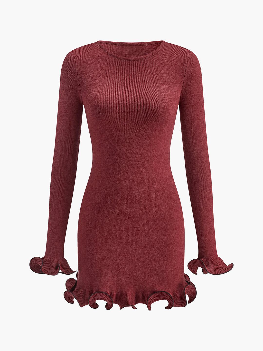Kontrast Rüschenkleid Slim Fit